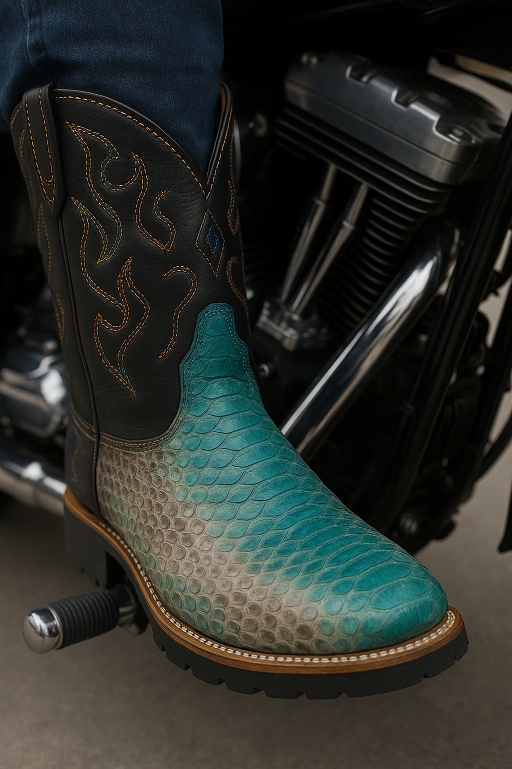Moto Western Python Boots – Bold Leather, Road-Ready