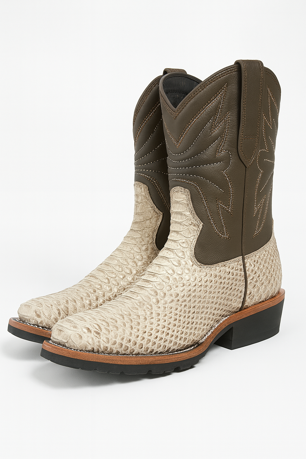 Dual-Tone Genuine Python Boots