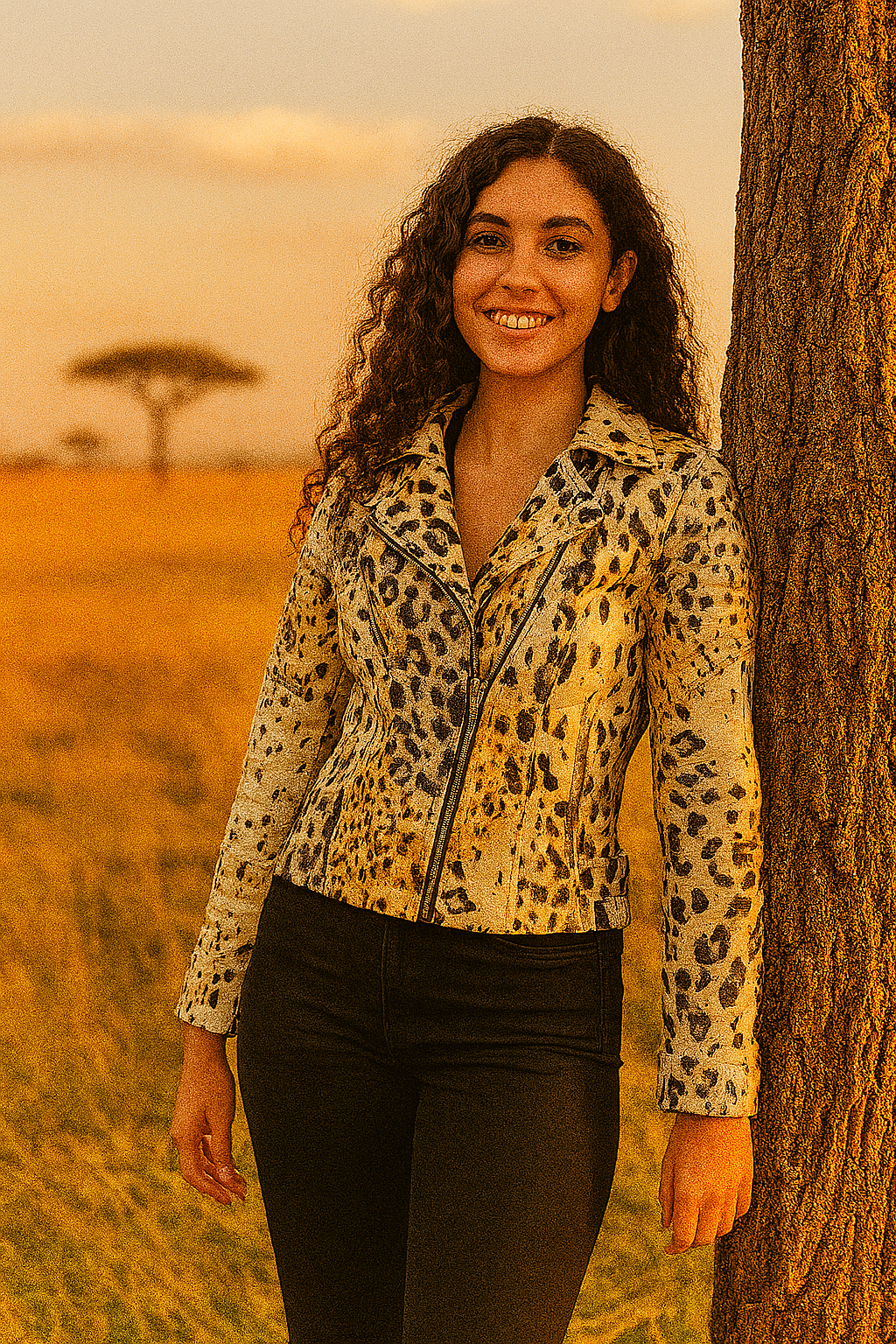 Cheetah Dawn Biker Jacket – Leopard Print Leather with Moto Silhouette