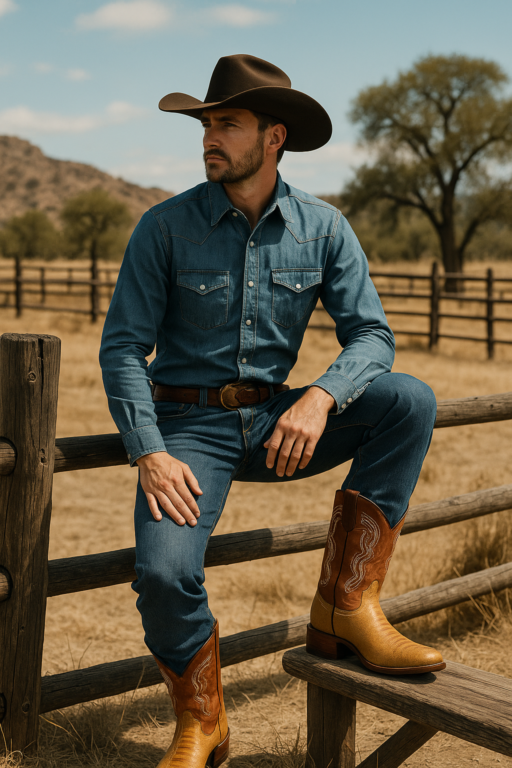 Exotic Western Cowboy Boots – Embossed Ostrich Leg