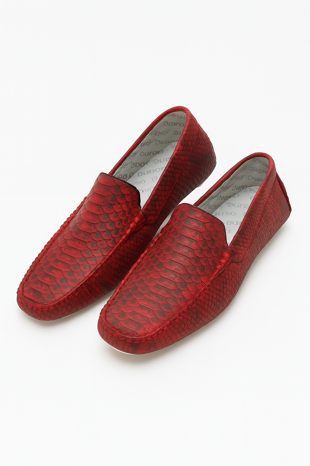 Exotic Red Python Print Moccasins
