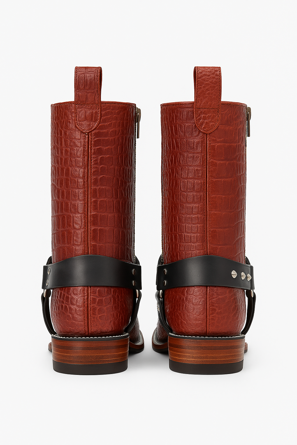 Western Motorcycle crocodile Embossed Harness Boots