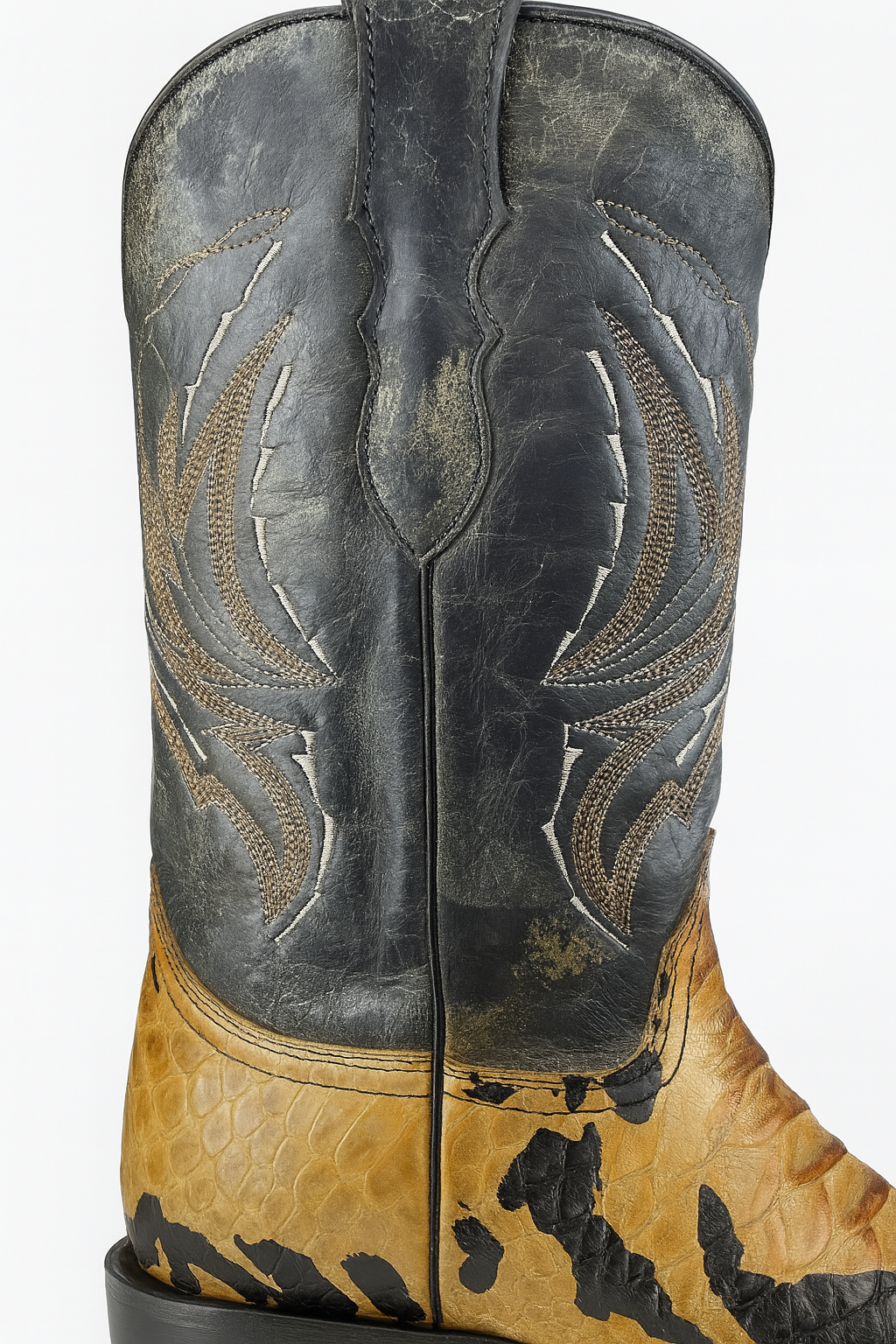 Genuine Python Embossed,Hand Decorated Western Boots