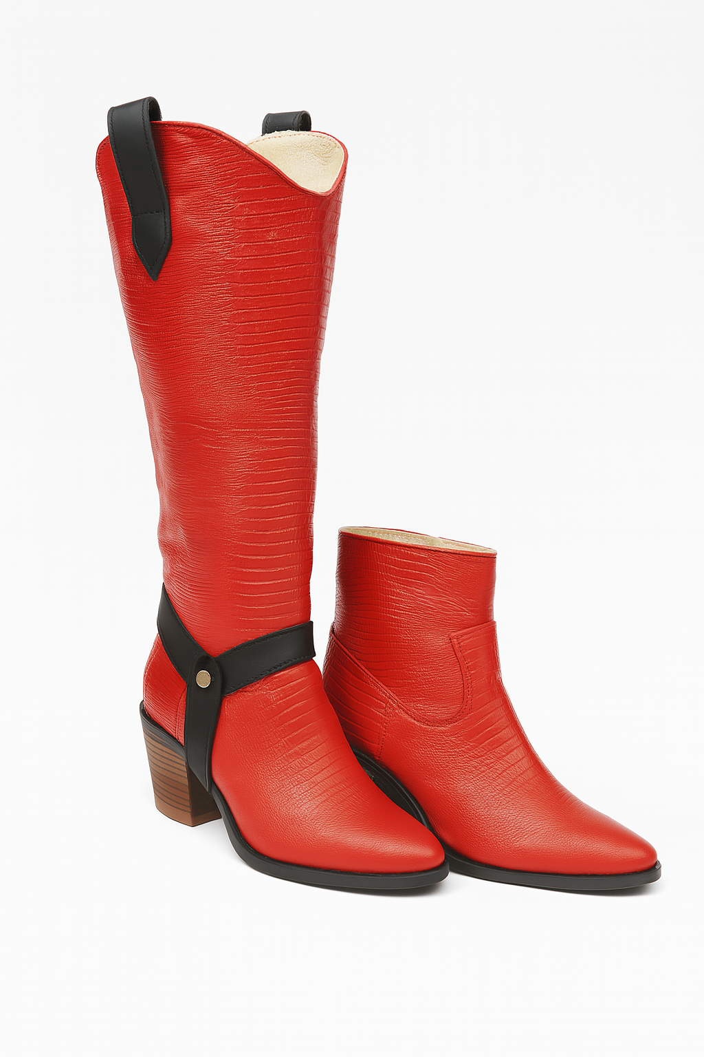2-in-1 Red Lizard Convertible Boots – Tall Western to Ankle Style