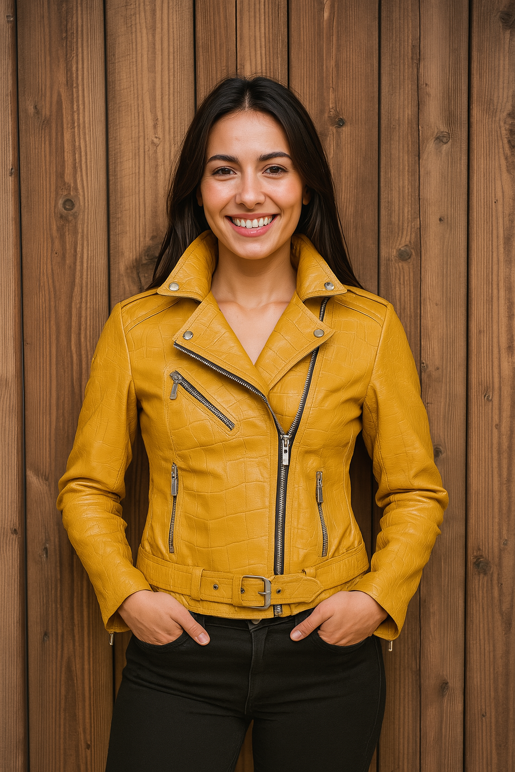 Urban Edge Yellow Croc-Embossed Jacket