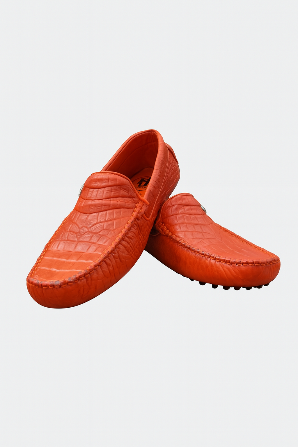 Bold red crocodile Embossed Leather Moccasins