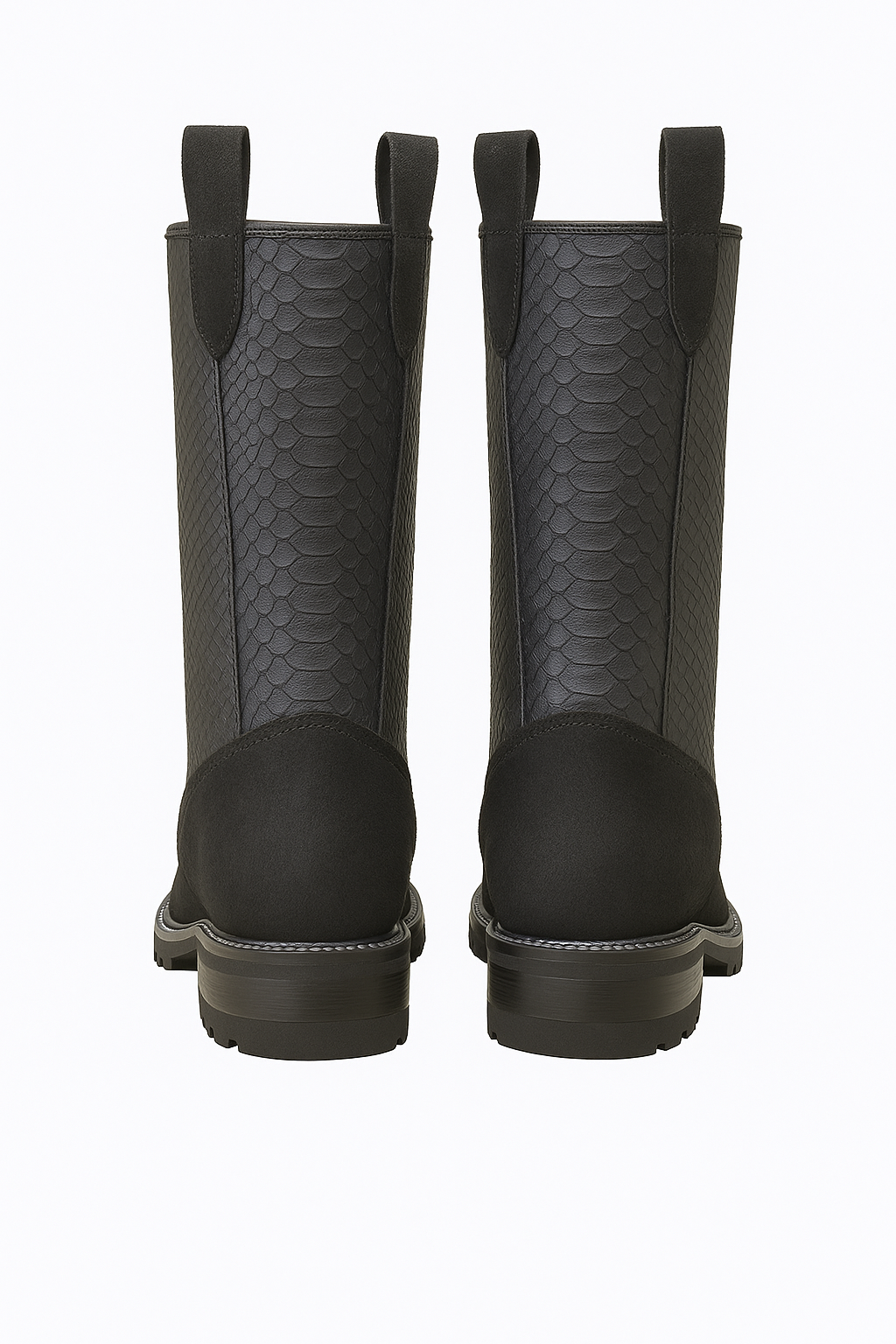 All-Black Exotic Leather Boots