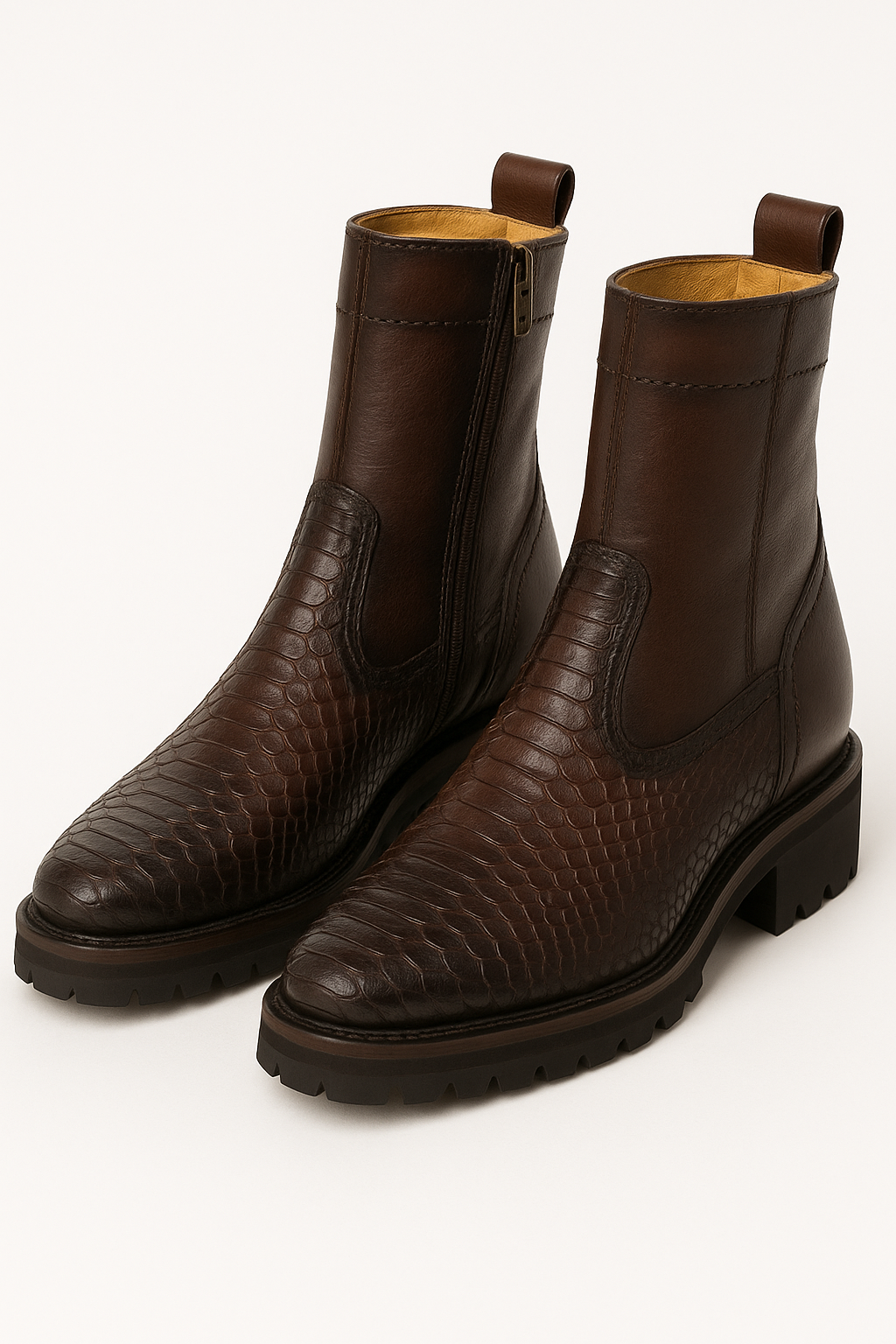 Genuine Reptile Leather Mid-Calf Boots