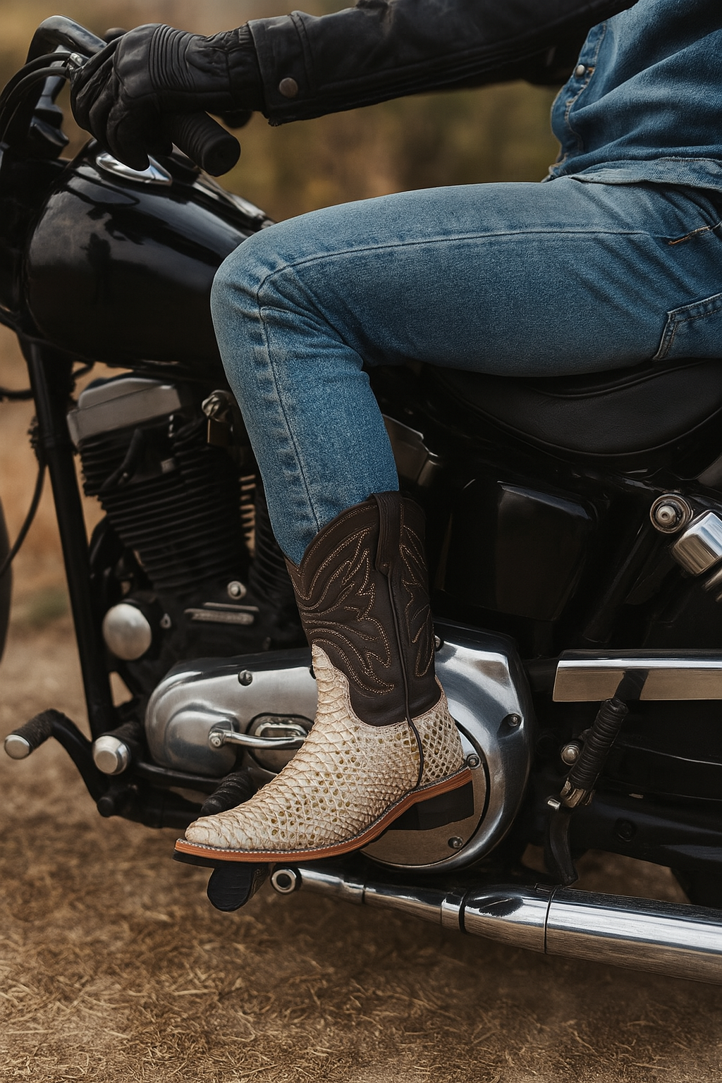 Dual-Tone Genuine Python Boots
