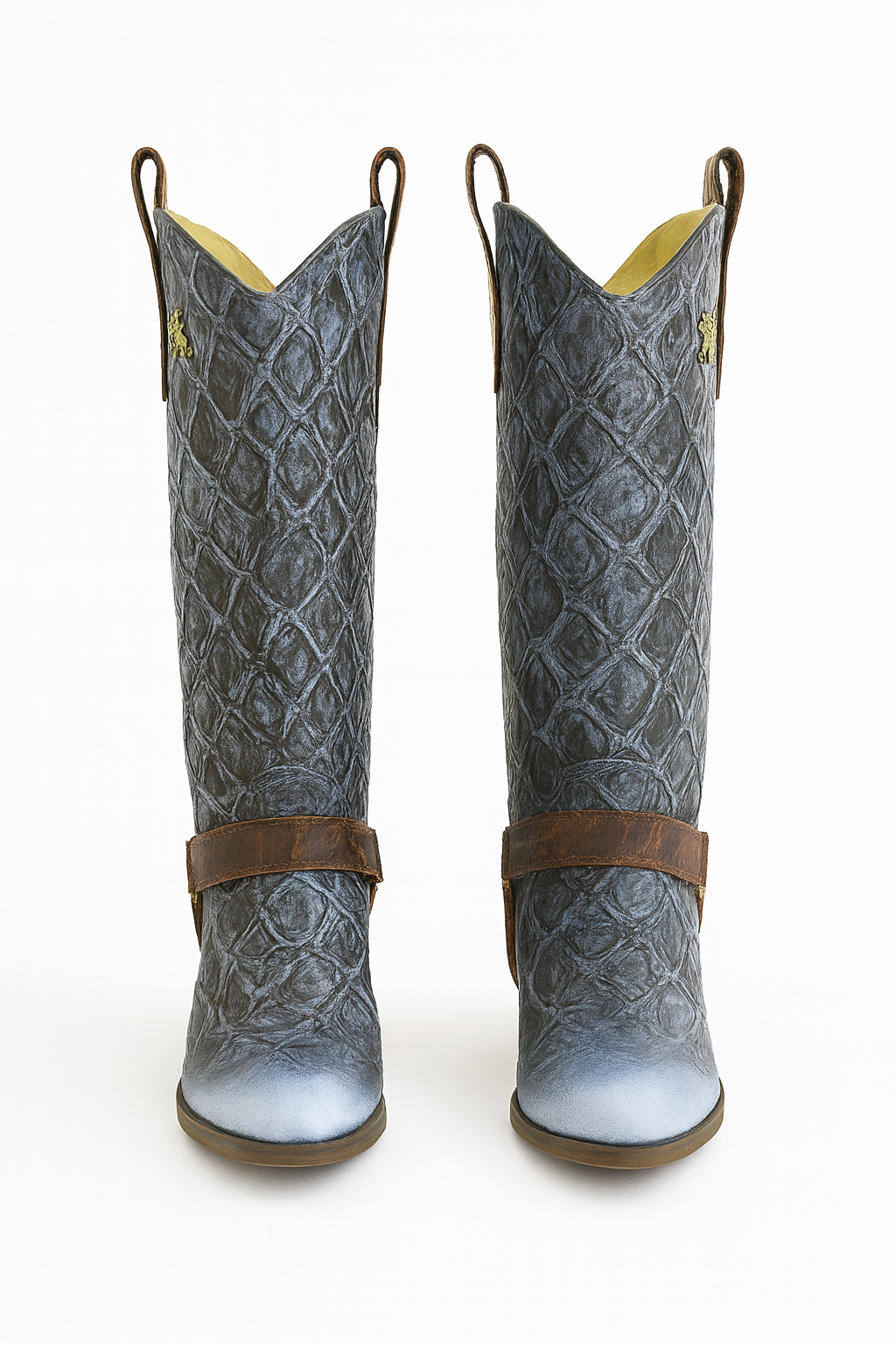 Pirarucu-Embossed Leather Boots – Exclusive 2-in-1 Design, Handcrafted with Custom Decorative Accents for a Distinctive and Versatile Look