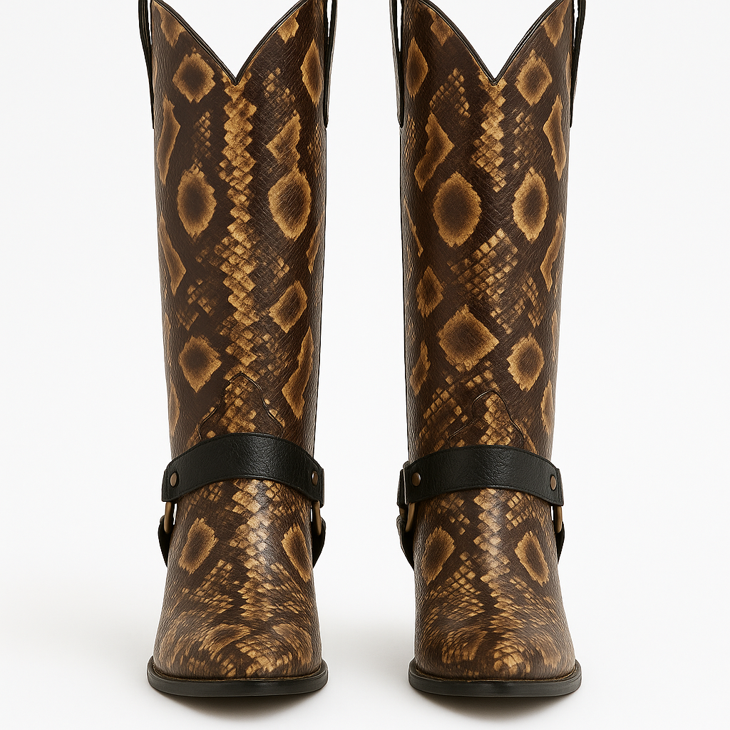 Premium Embossed Snake Leather Boots