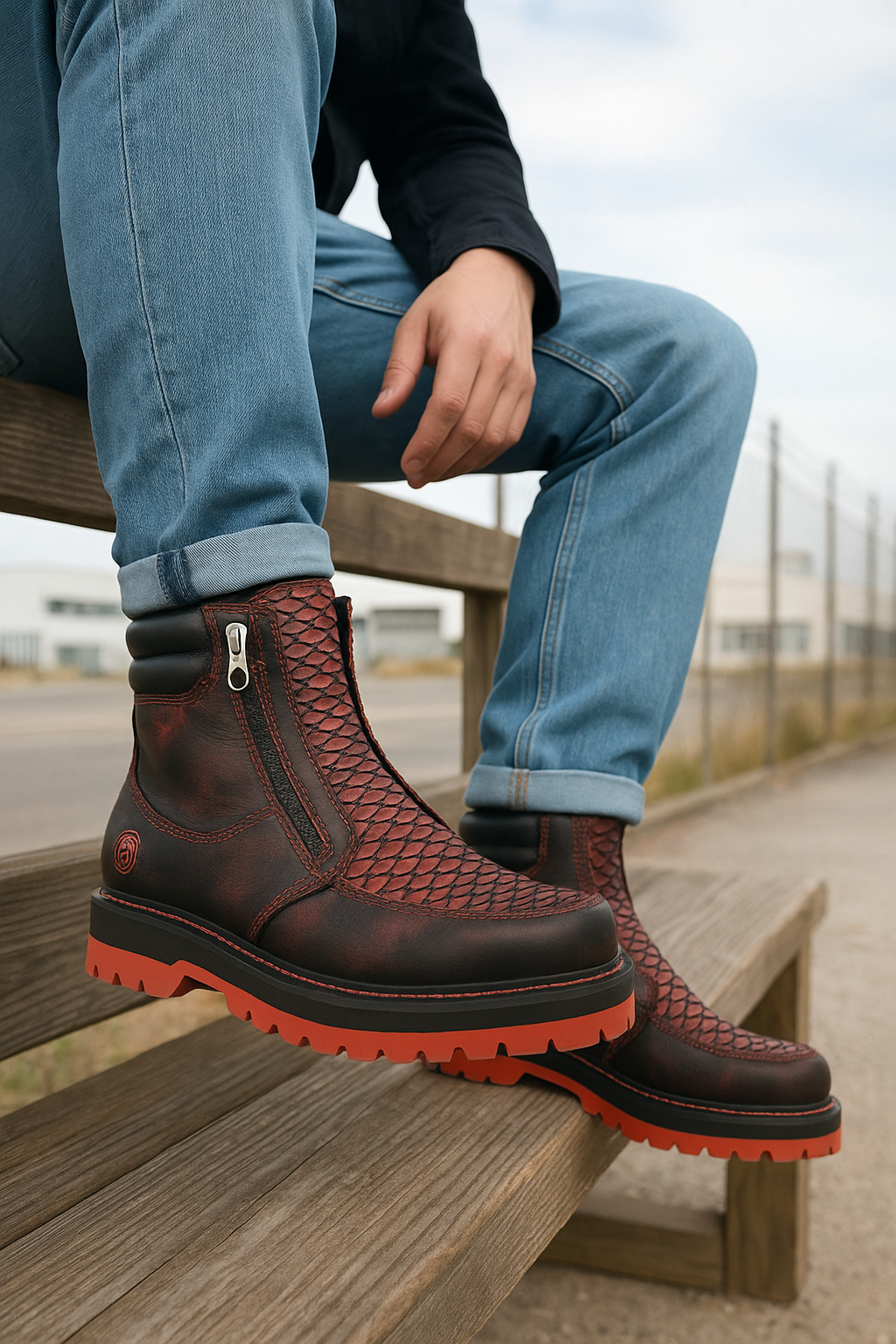 Bold Look Boots with Genuine Python Upper – Exotic Texture & Premium Craft