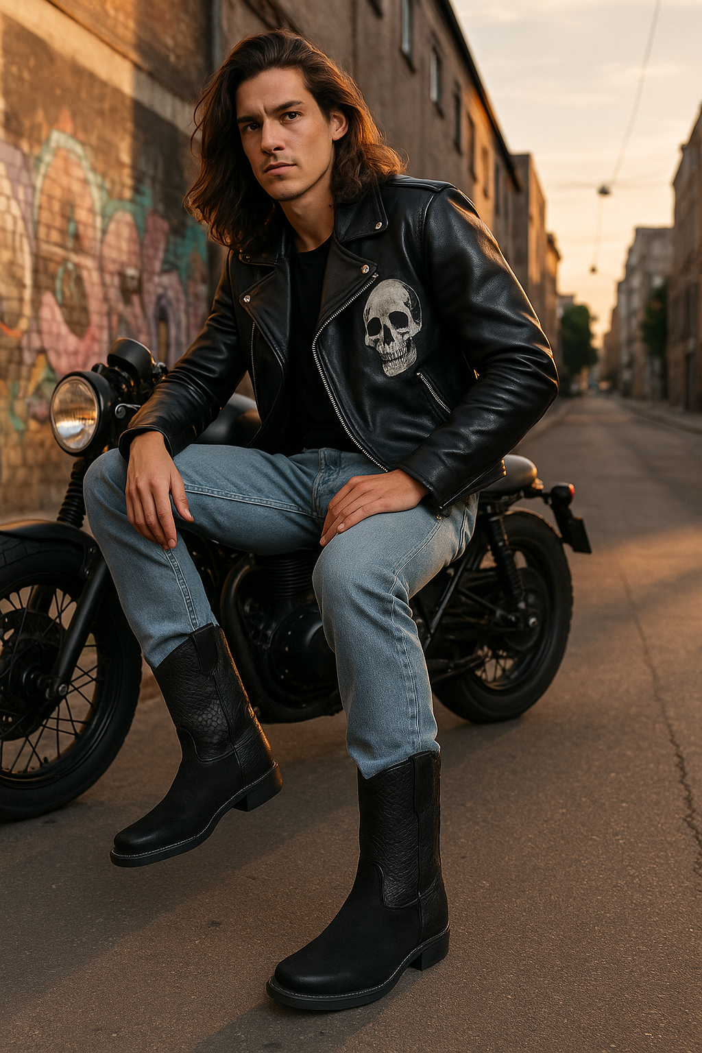 All-Black Exotic Leather Boots