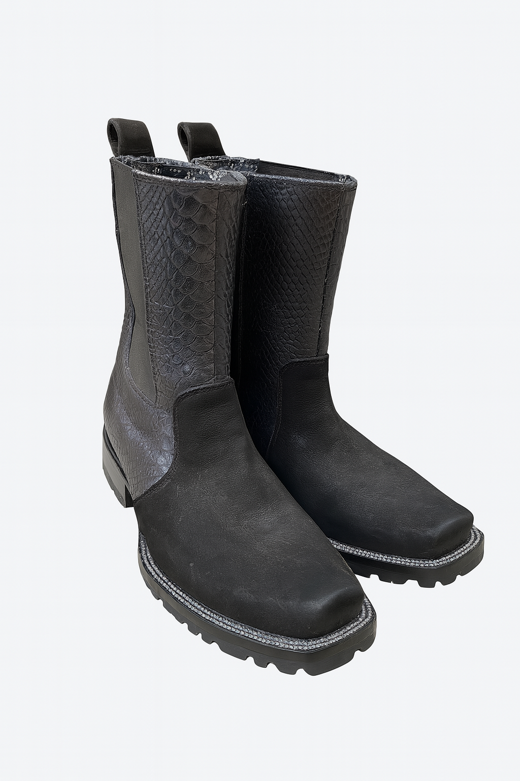 All-Black Exotic Leather Boots