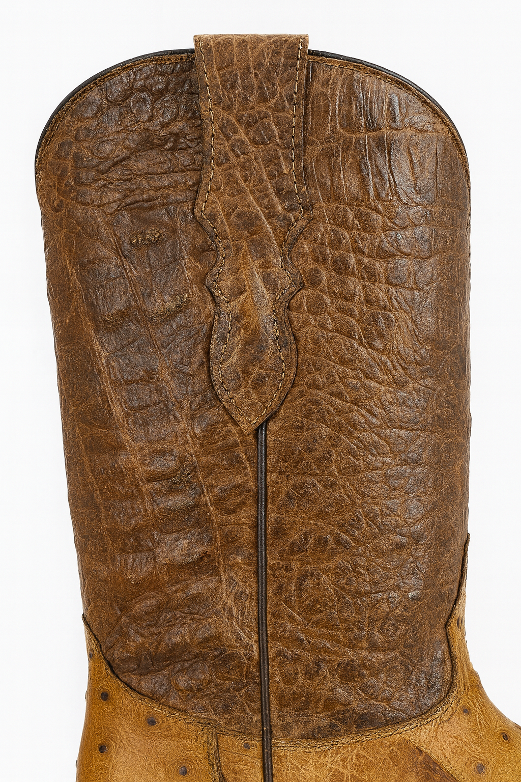 Embossed Crocodile & Ostrich Leather Cowboy Boots – Antique Finish, Handcrafted Western