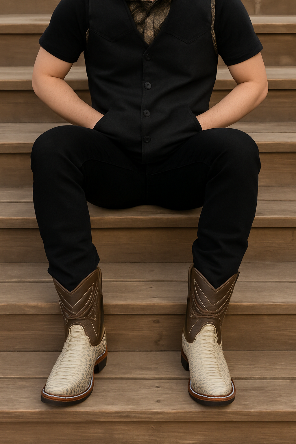 Dual-Tone Genuine Python Boots