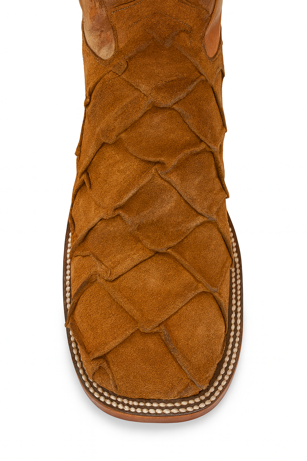 Pirarucu-embossed cowboy boots with leather crafted to look genuine. Premium exotic style and durable Western design.