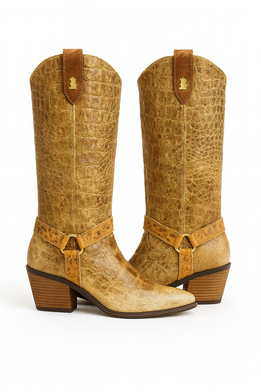 Premium crocodile embossed leather Boots with Convertible Styling