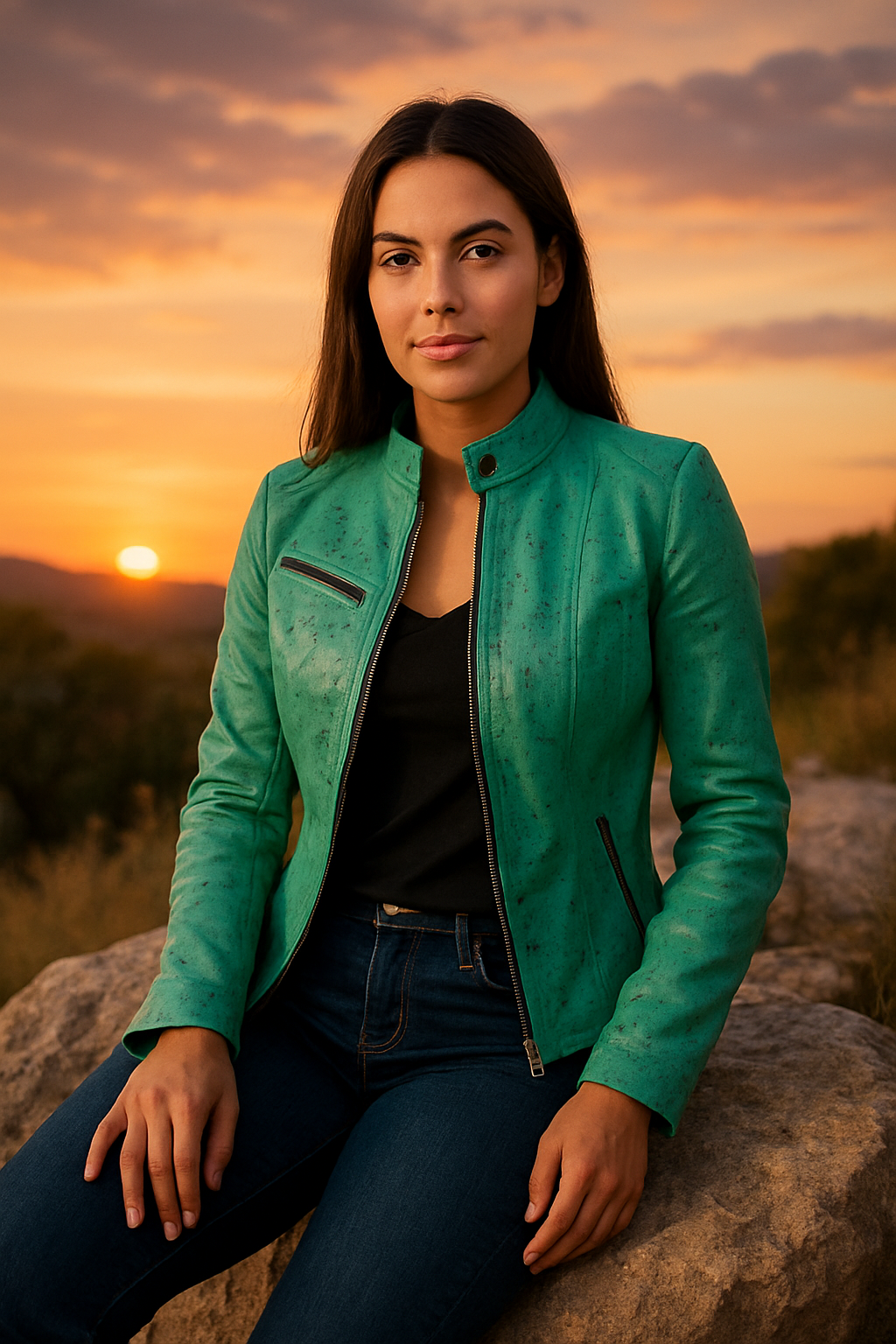 Emerald Mist Leather Jacket