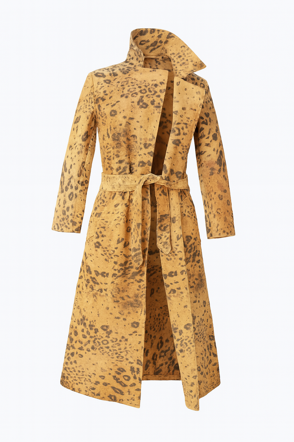 Golden Wild Cat Leather Overcoat