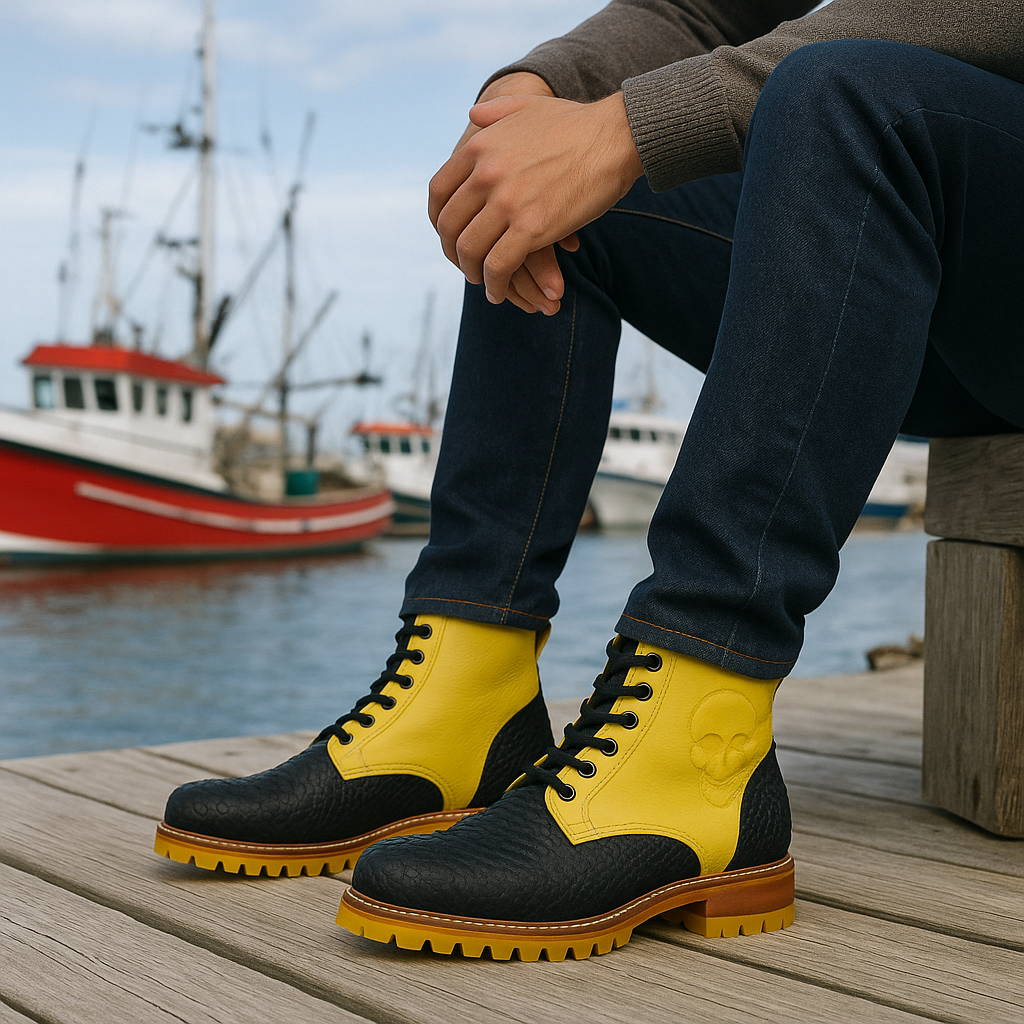 Two-Tone-Black Python & Yellow Leather
