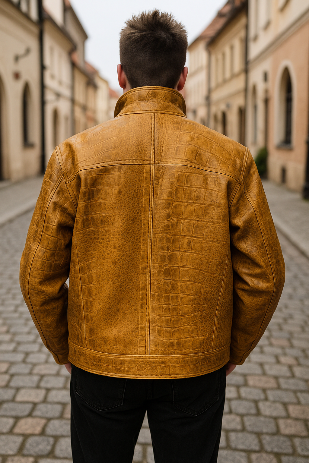Desert Ember croc leather jacket