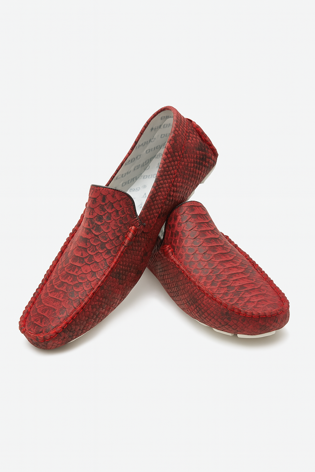 Exotic Red Python Print Moccasins