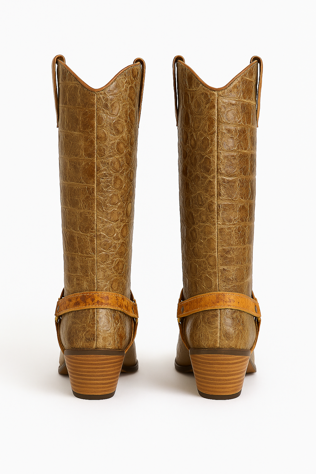 Premium crocodile embossed leather Boots with Convertible Styling