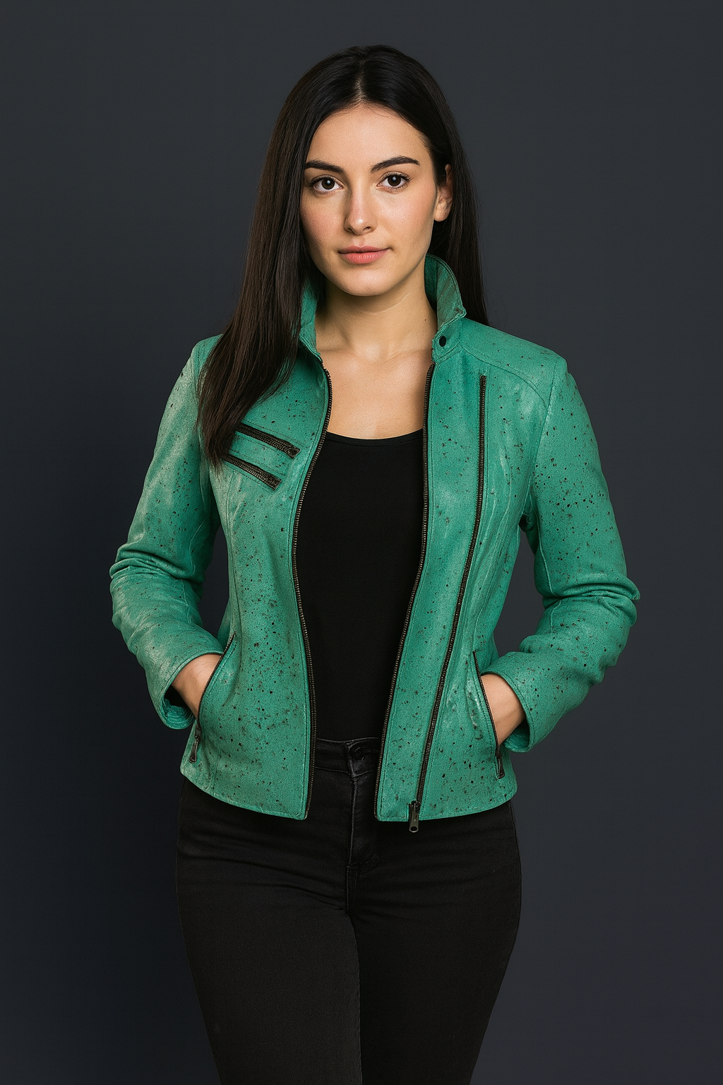 Emerald Mist Leather Jacket