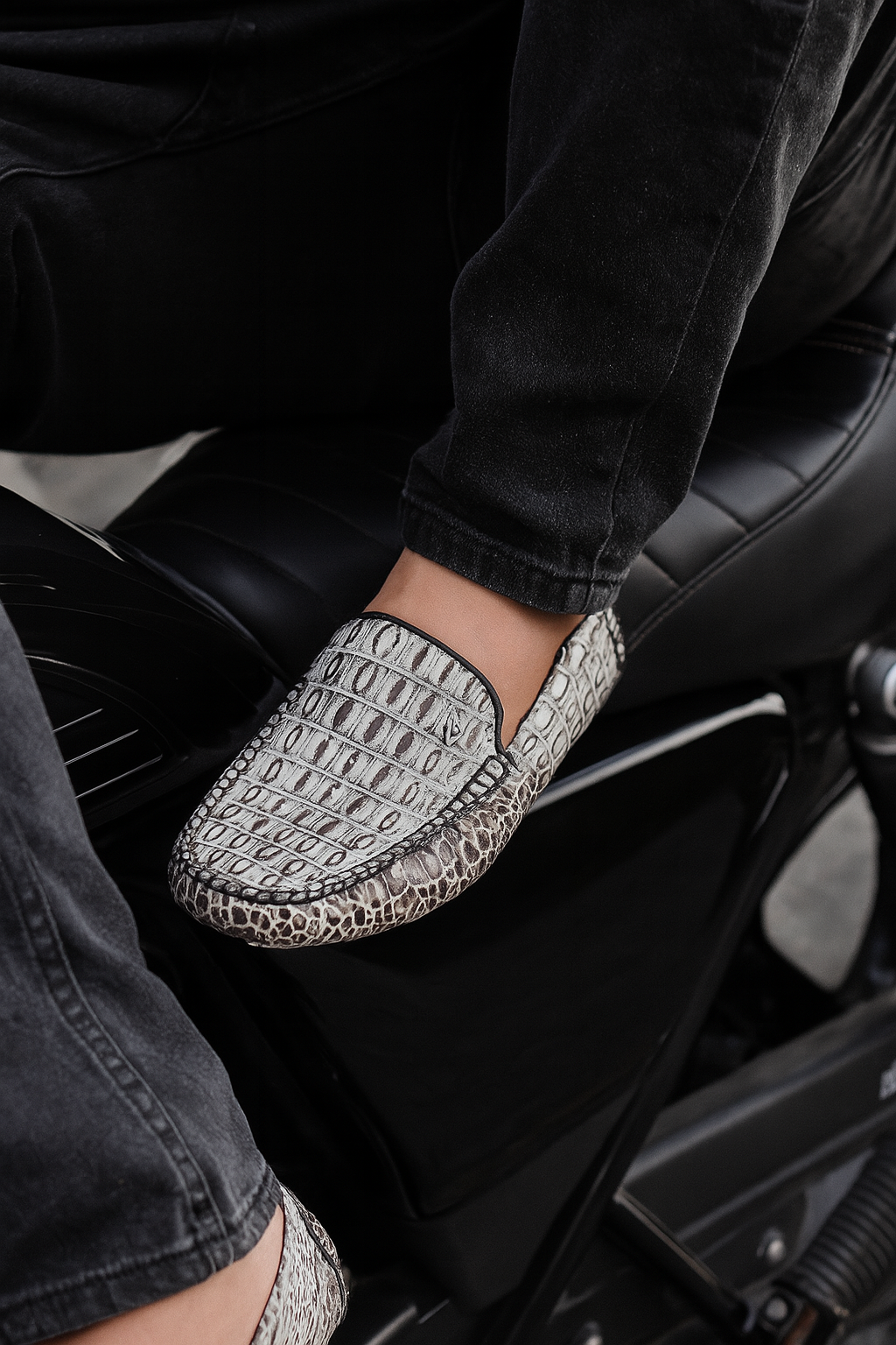 Handcrafted Alligator Embossed Slip-Ons