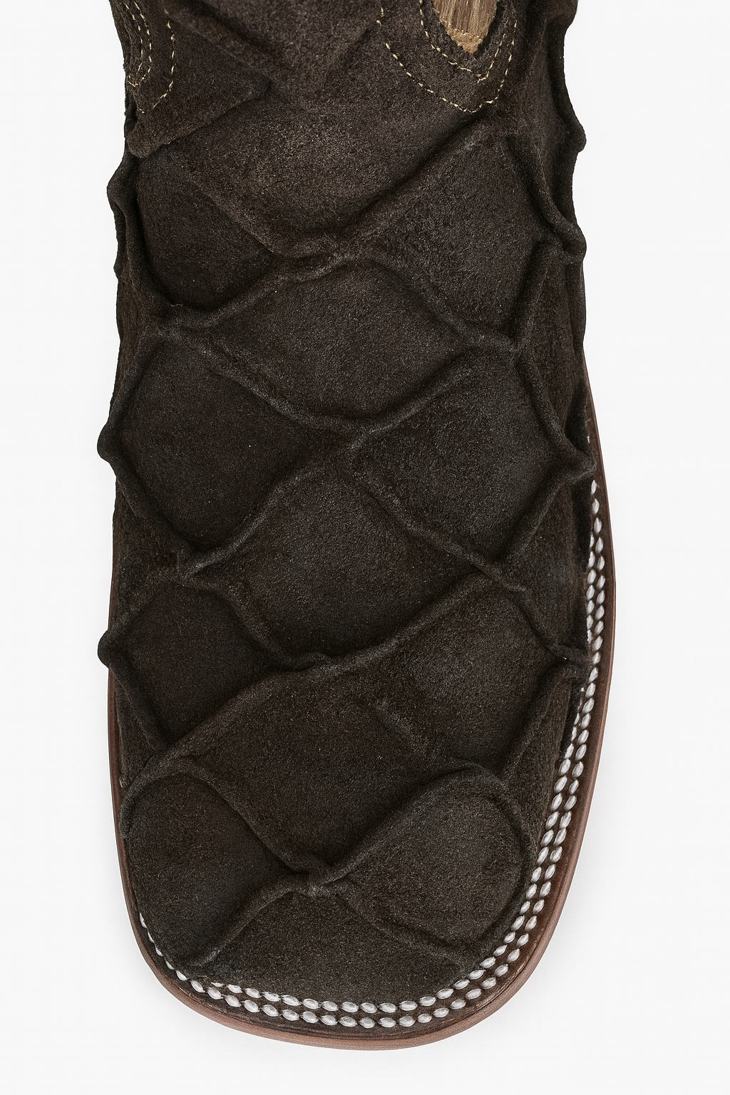 Men’s Pirarucu & Cowhide Western Boots – Embossed Exotic Leather, Square Toe