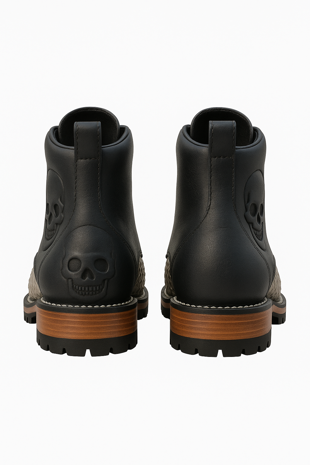 Genuine Python Biker Boots with Skull Design