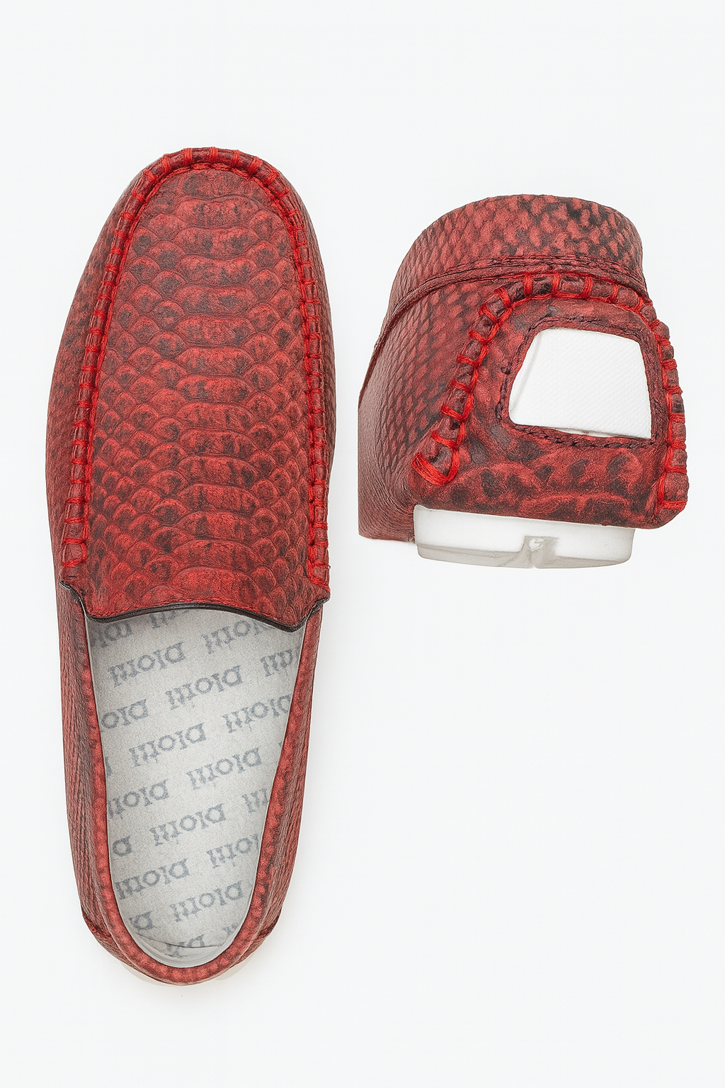 Exotic Red Python Print Moccasins