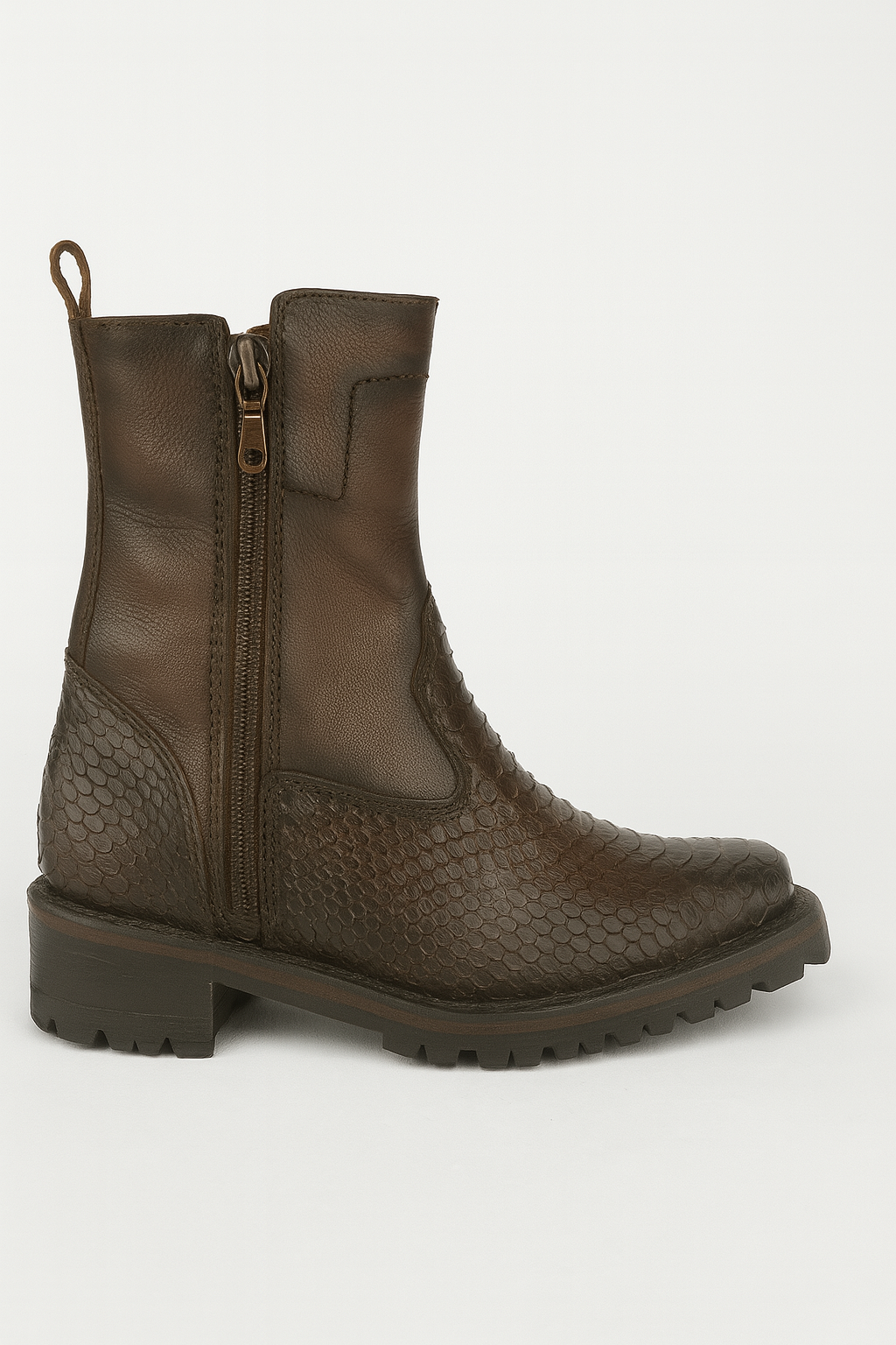 Genuine Reptile Leather Mid-Calf Boots
