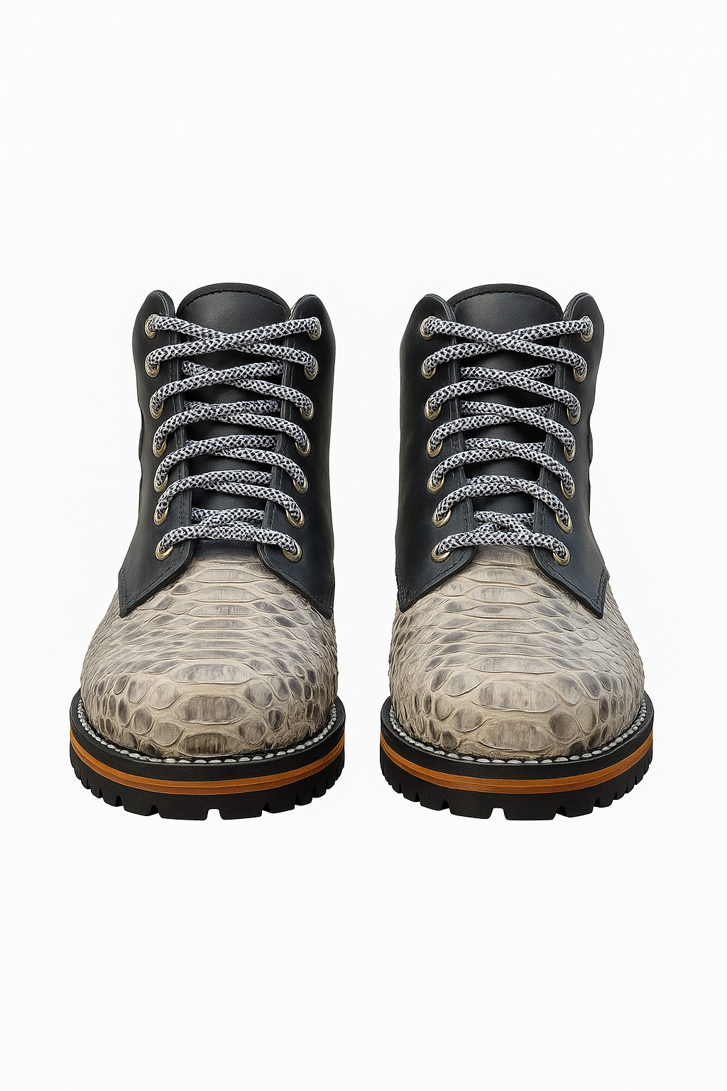 Genuine Python Biker Boots with Skull Design