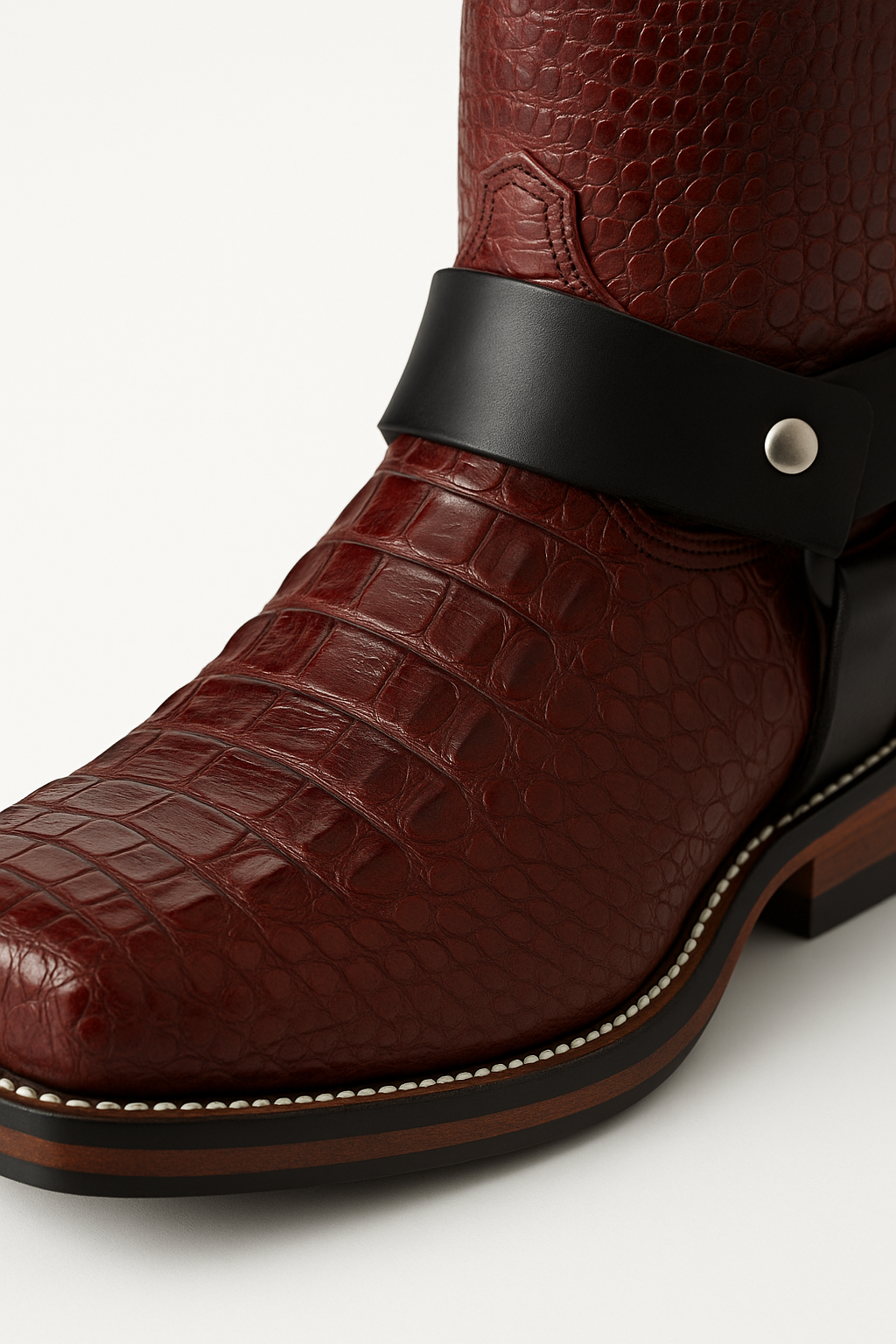 Western Motorcycle crocodile Embossed Harness Boots