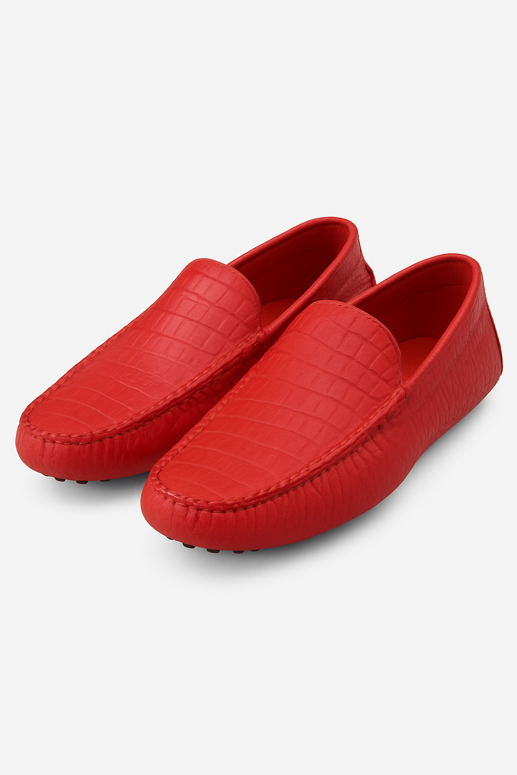 Bold red crocodile Embossed Leather Moccasins