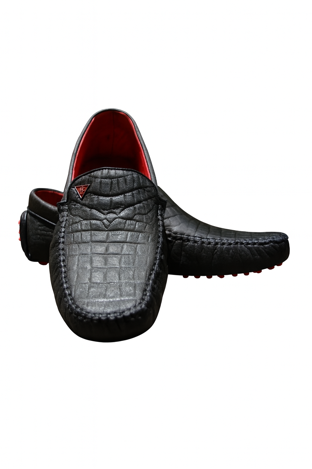 Exotic Croc Pattern Loafers with Red Inter