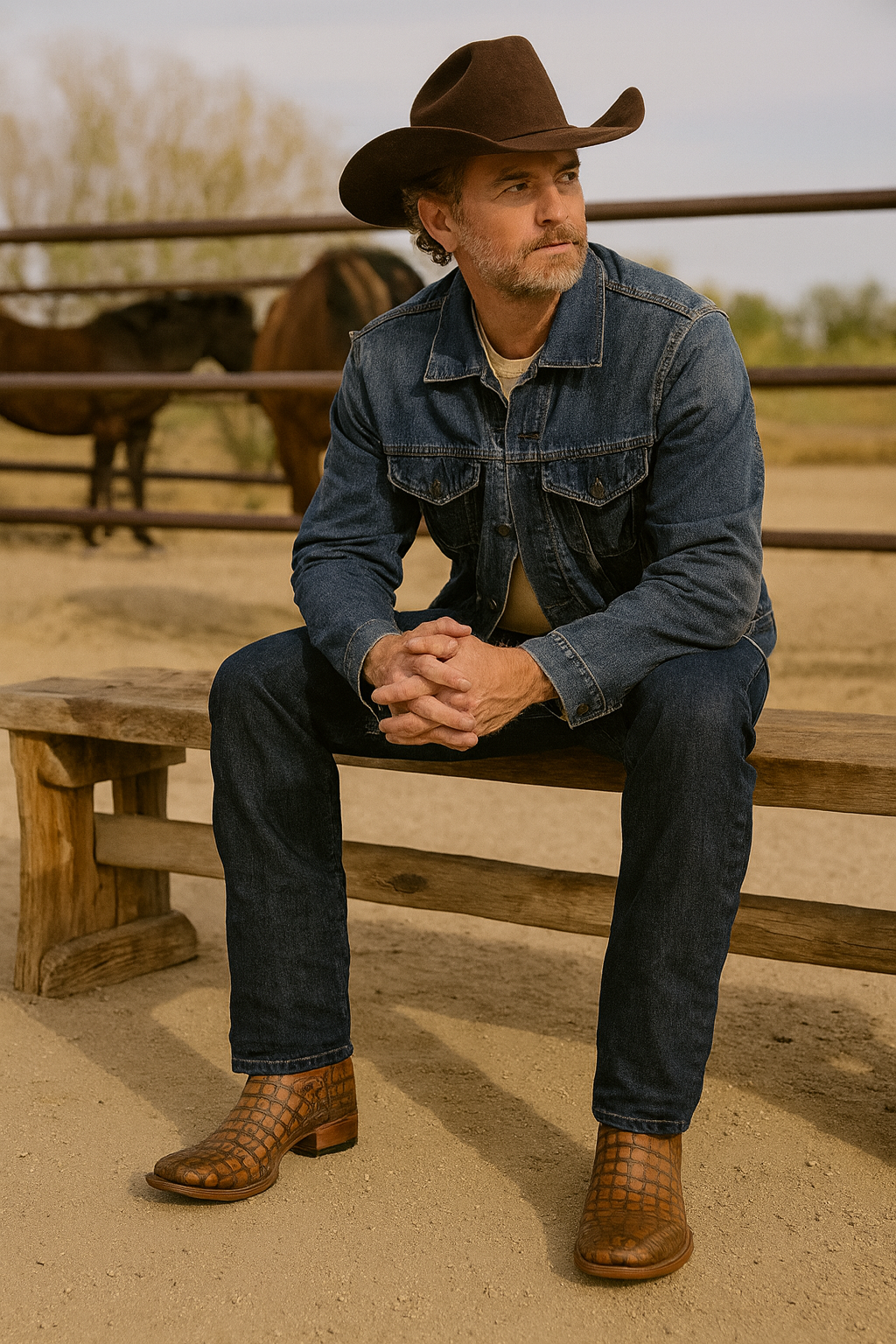 Premium Alligator Embossed Western Boots – Handcrafted Leather