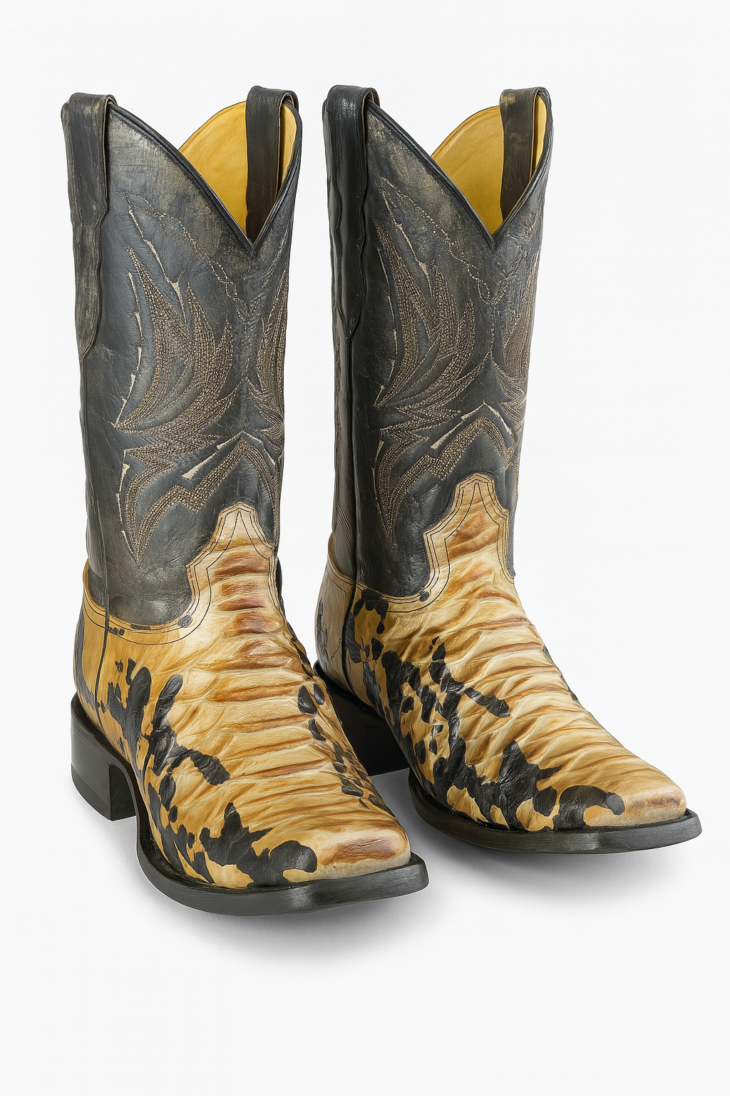 Genuine Python Embossed,Hand Decorated Western Boots