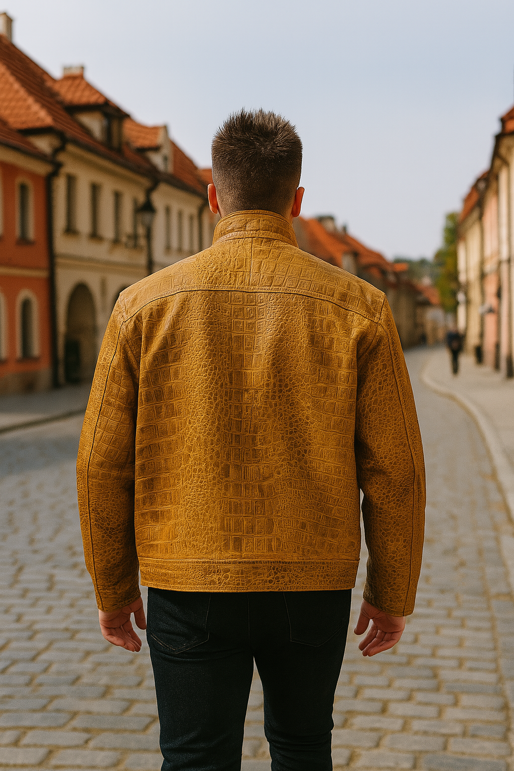 Desert Ember croc leather jacket