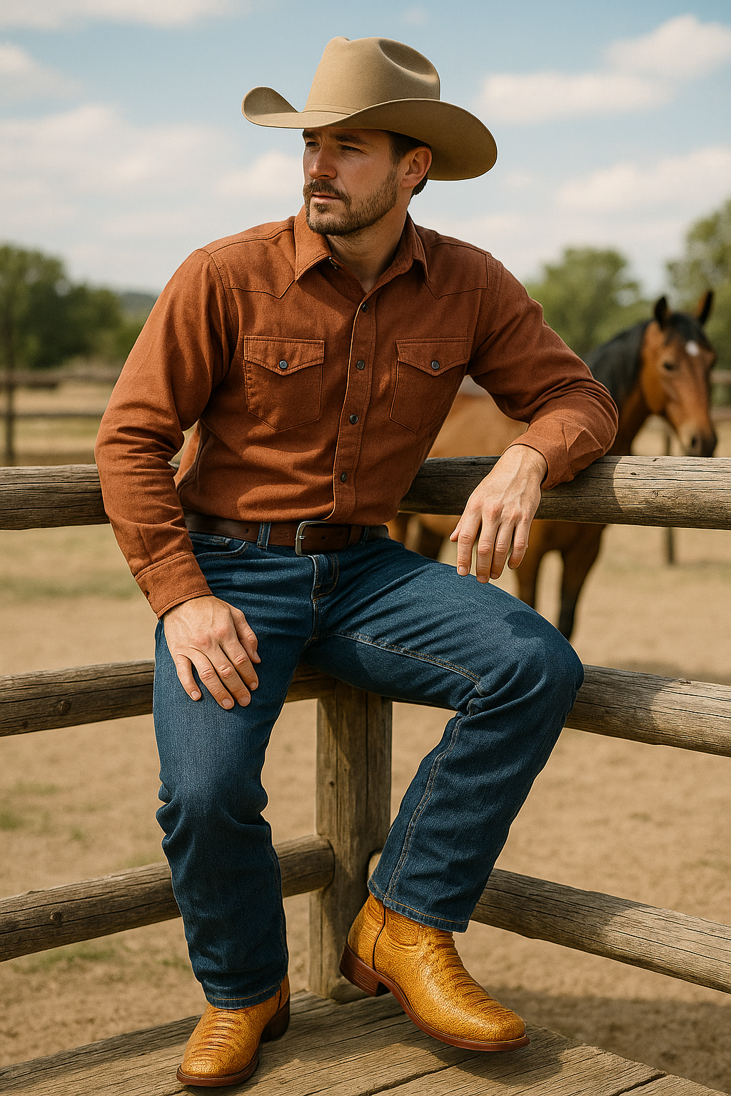 Exotic Western Cowboy Boots – Embossed Ostrich Leg