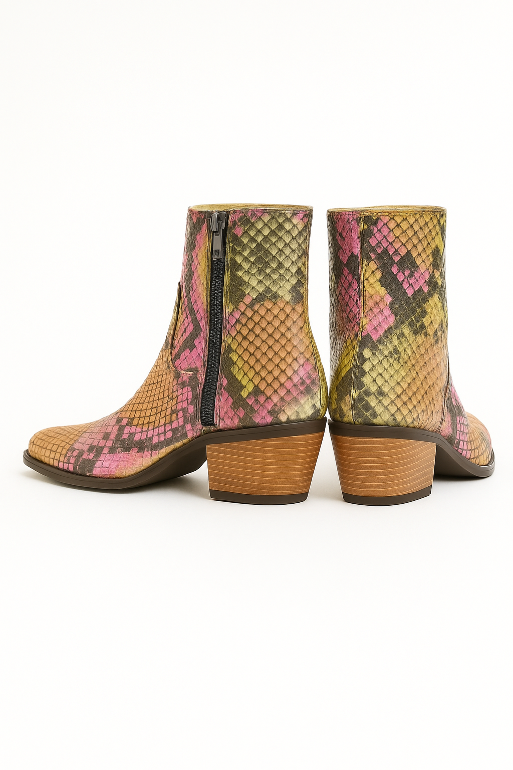 Colorful Snake Print leather Western & Ankle Style