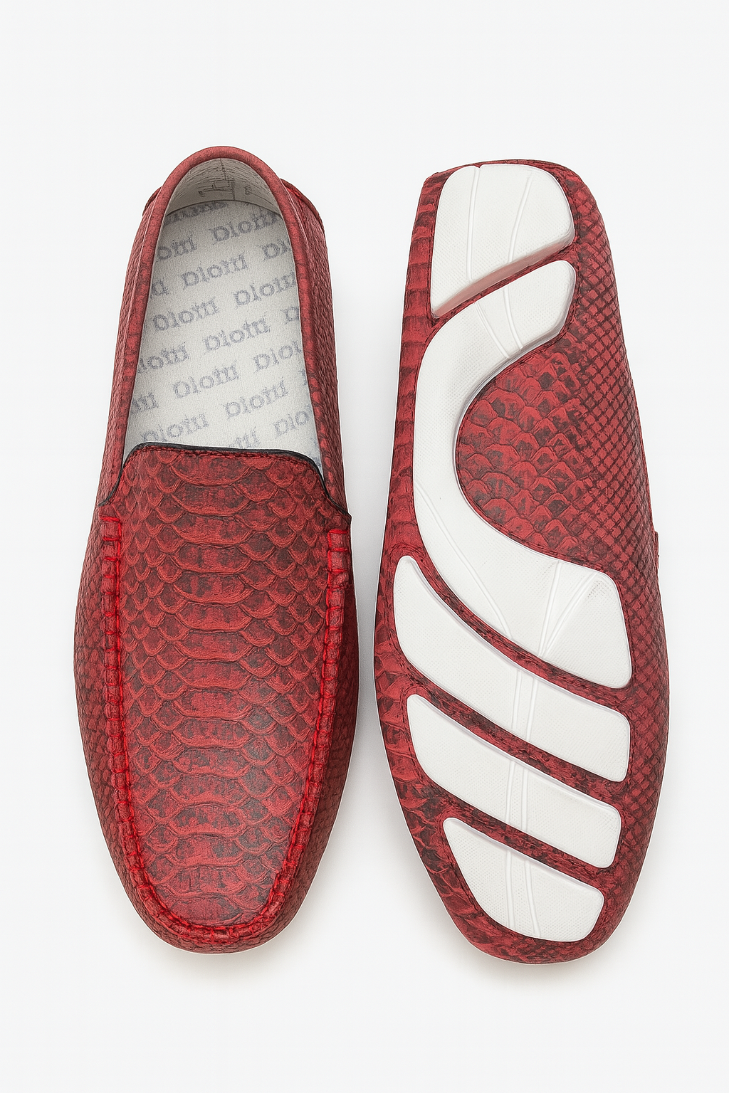 Exotic Red Python Print Moccasins