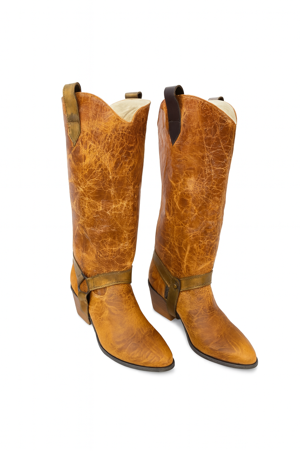 Western 2 in 1 Boots – Distressed Leather Look
