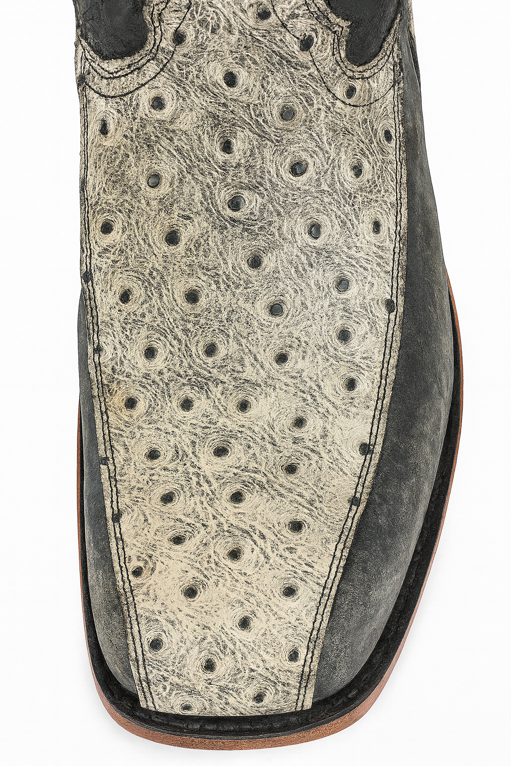 Distressed Leather Cowboy Boots – Ostrich Embossed Foot