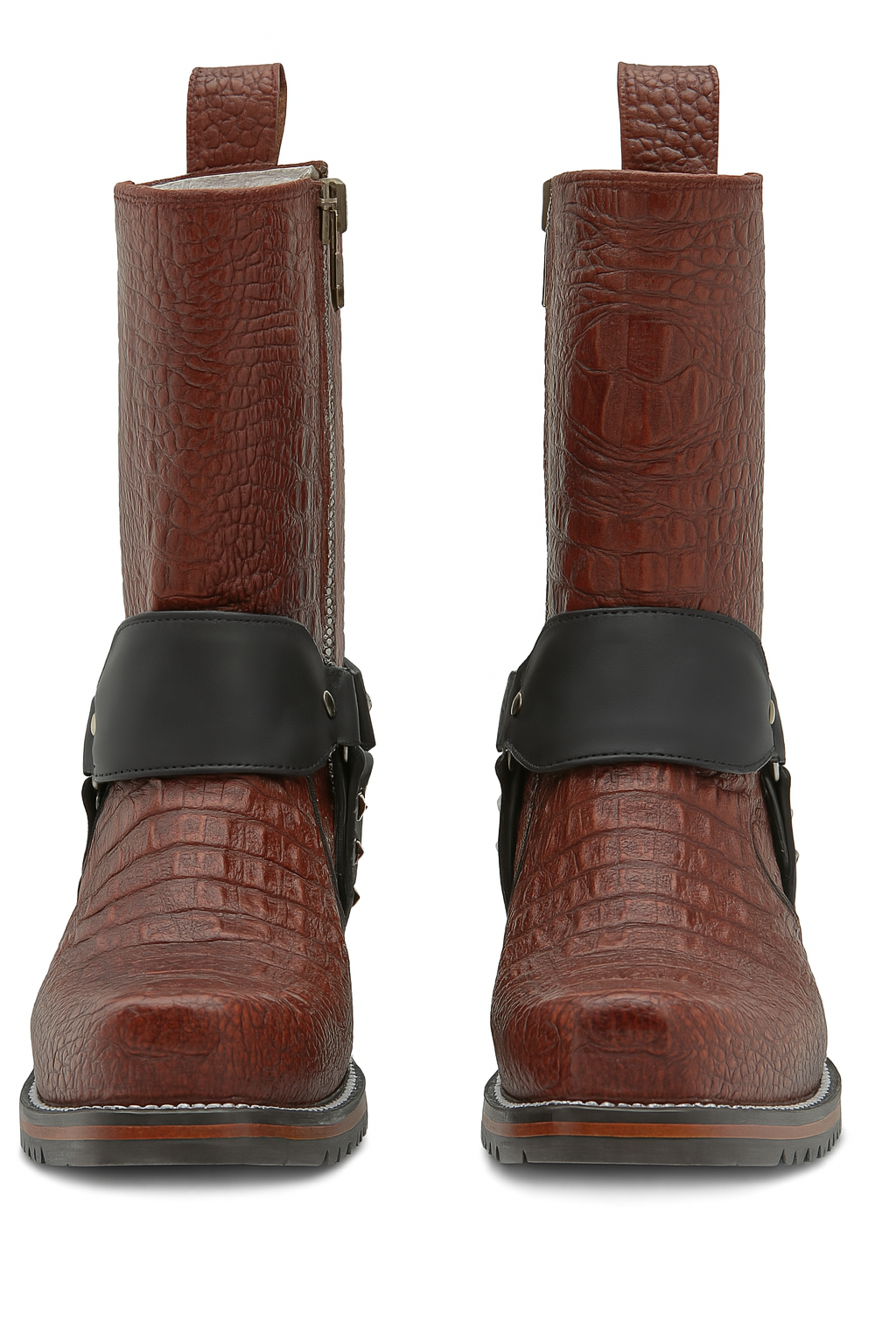 Western Motorcycle crocodile Embossed Harness Boots