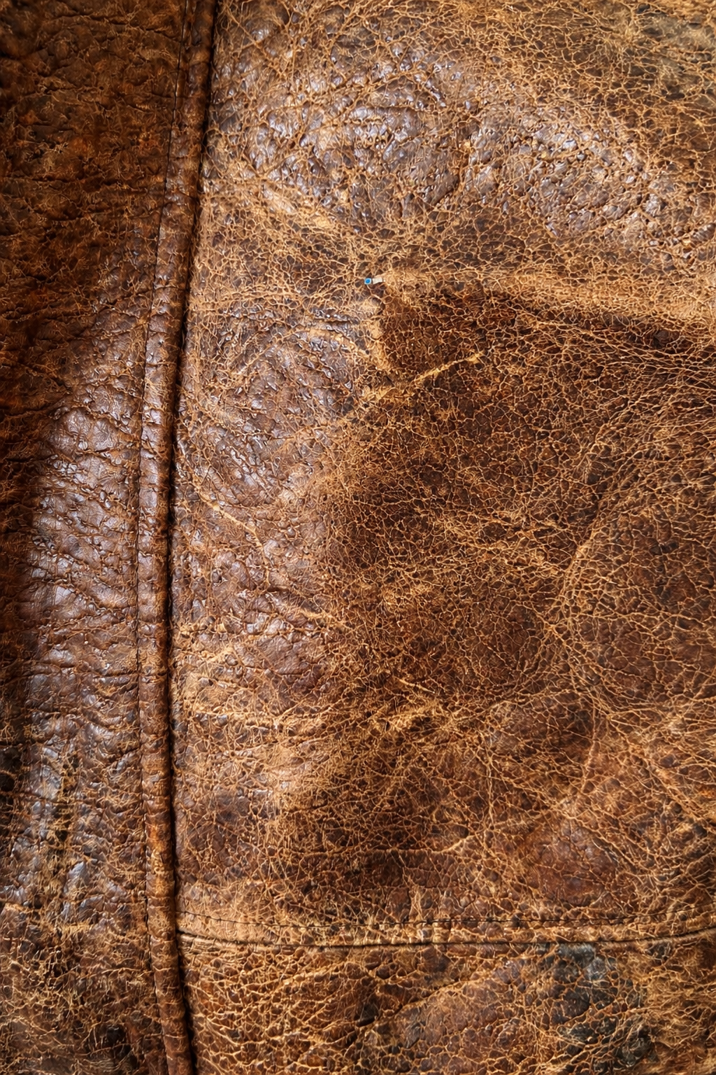 Men's Antique Brown Leather Jacket Vintage Oversized Bomber worn — San Diego CA