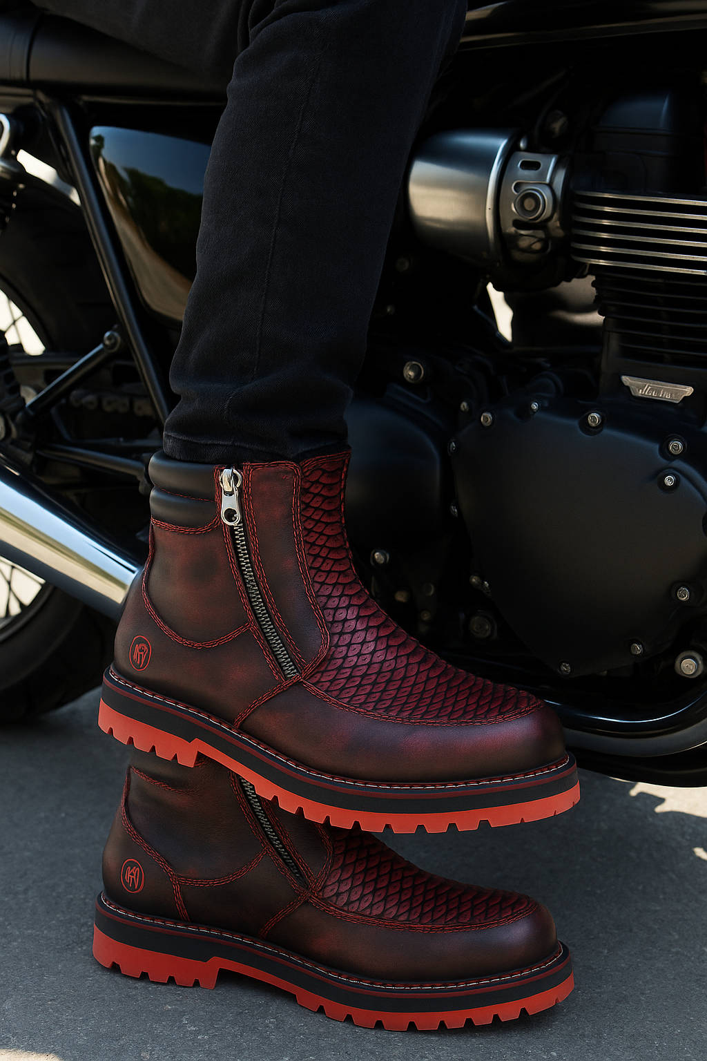 Bold Look Boots with Genuine Python Upper – Exotic Texture & Premium Craft