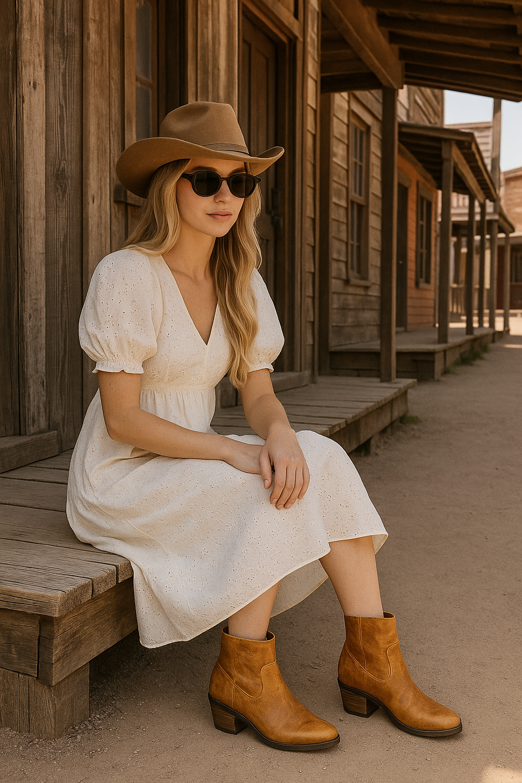 Western 2 in 1 Boots – Distressed Leather Look